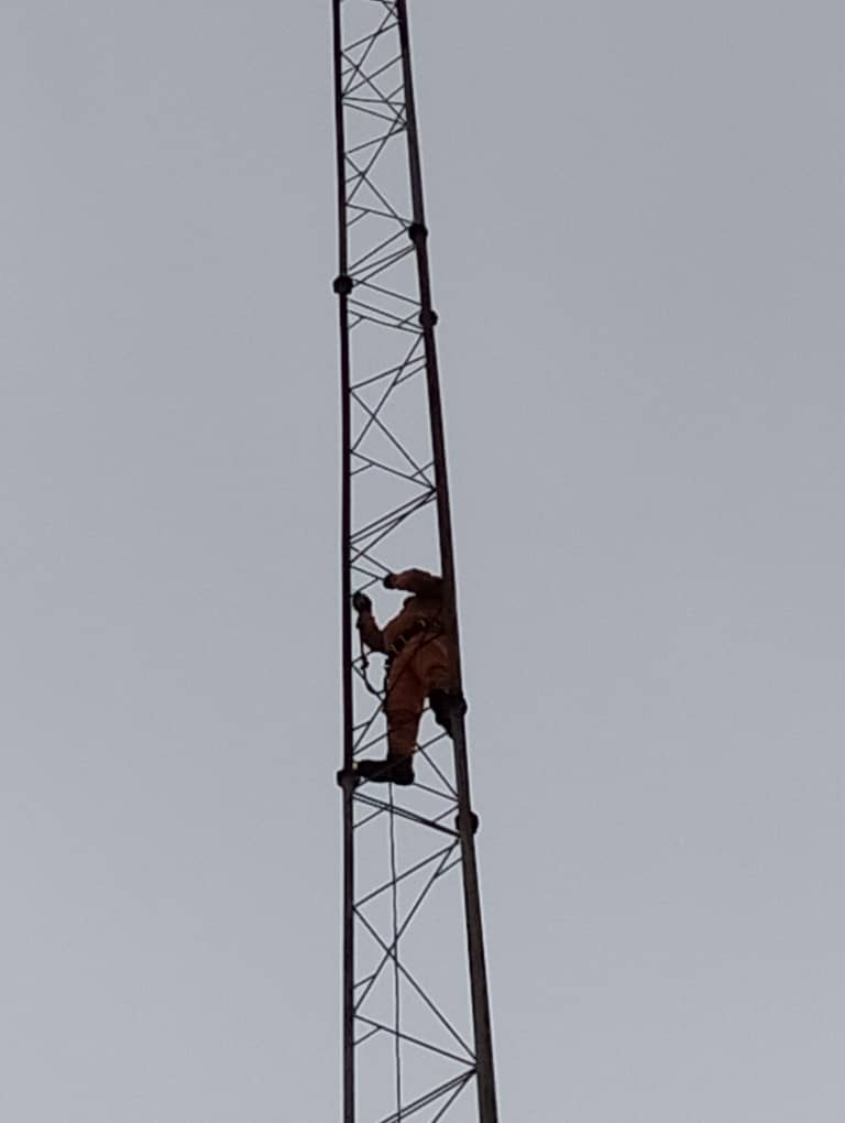Tall steel tower for lightning protection